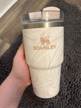 Stanley Cream Travel Tumbler with Pale Pink Slider Lid